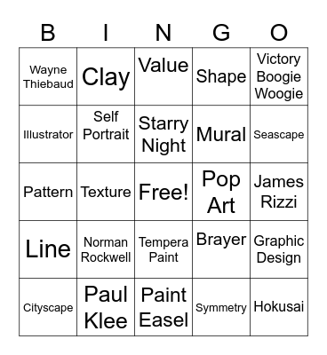 The Smartest Artist Bingo Card