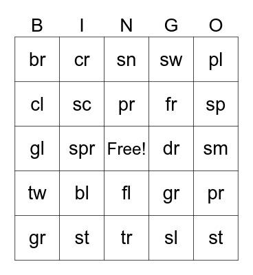 Blends Bingo Card