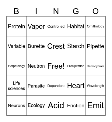 Science Bingo - LAST DAY Bingo Card