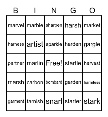 ar bingo Card