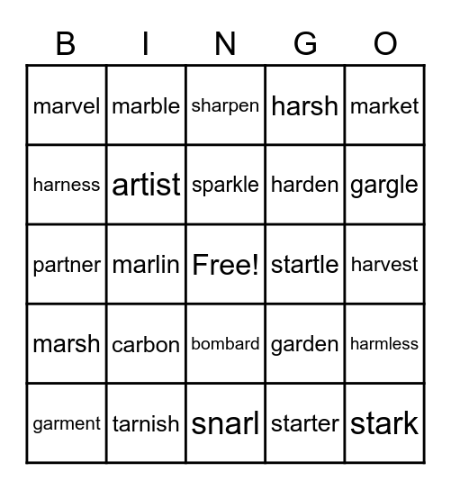 ar bingo Card