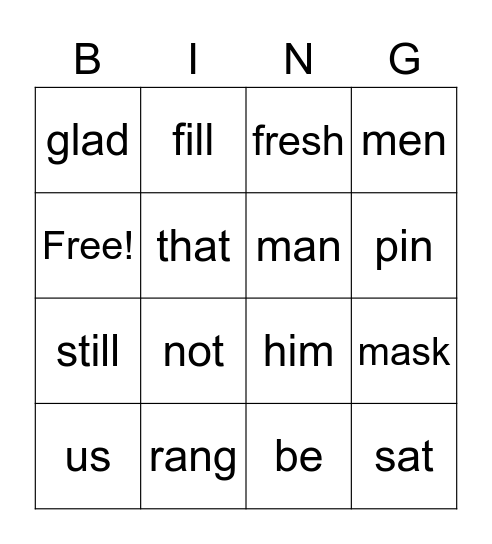 Letterland Bingo Card