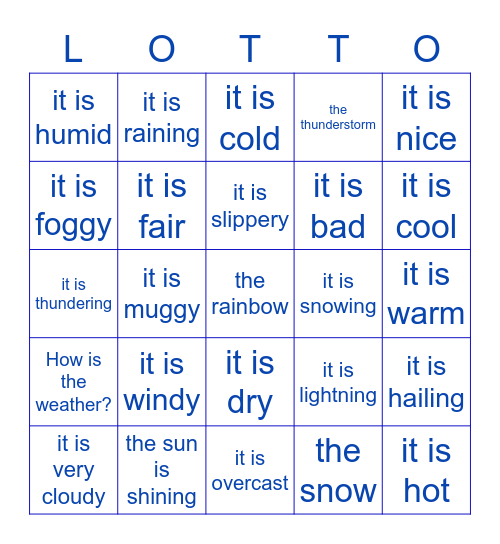 das Wetter Bingo Card