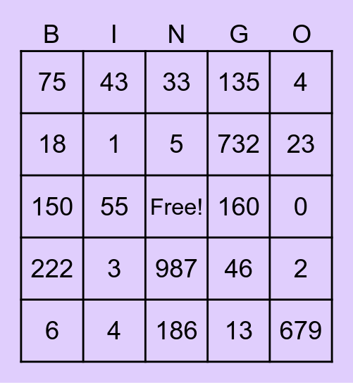 Math Bingo 2 Bingo Card