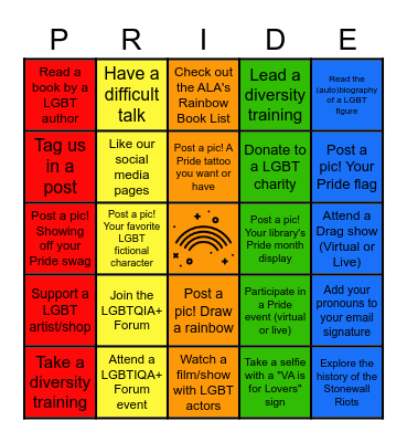 Pride Month Bingo Card