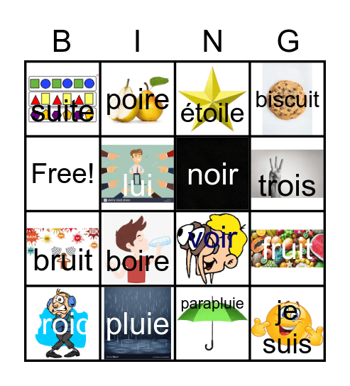 les mots de la semaine Bingo Card