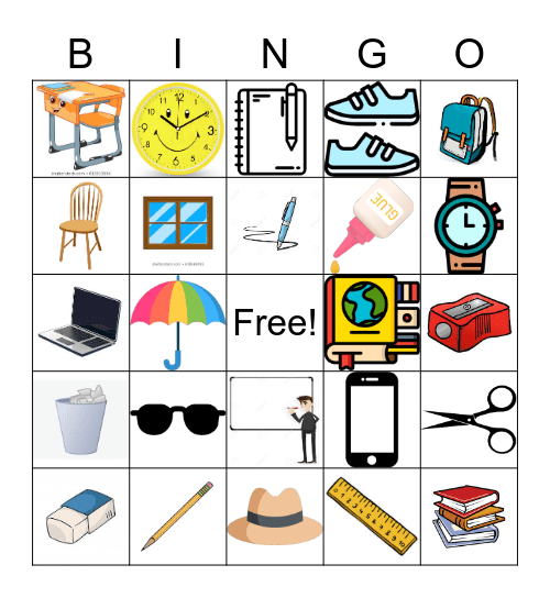 Classroom Objects Bingo Card