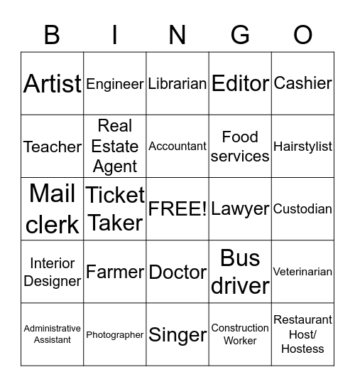 Job Title Bingo Card