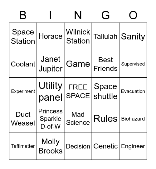 Sanity and Tallulah Book Discussion BINGO Card