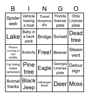 Yellowstone Bingo Card