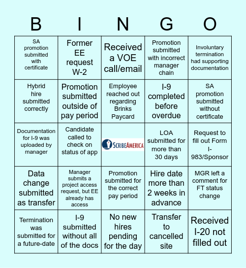 HRSC Bingo Card