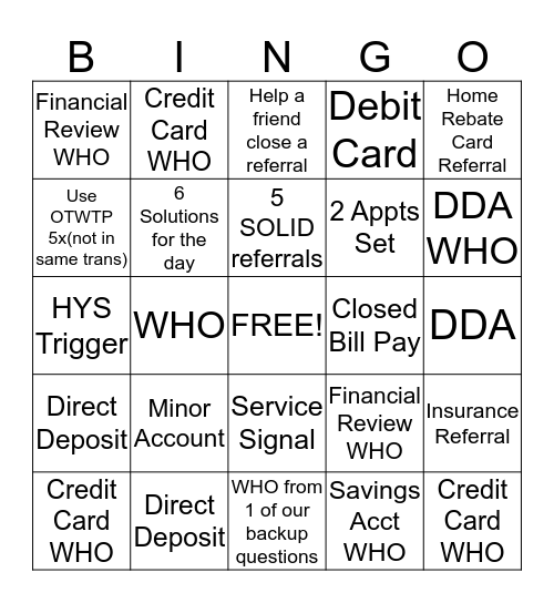 Teller BINGO Friday! Bingo Card