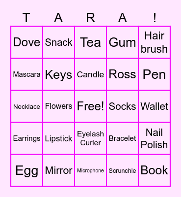Tara's Bridal Shower - Dress Rehearsal Bingo Card
