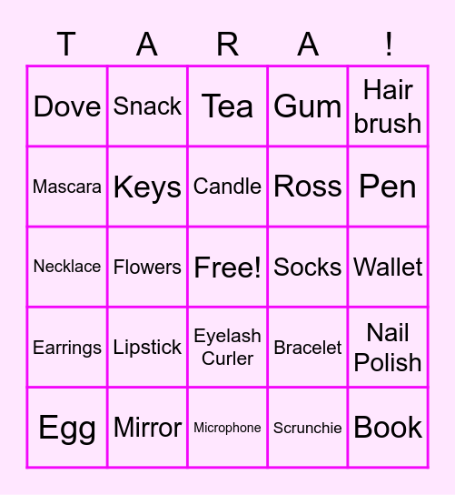 Tara's Bridal Shower - Dress Rehearsal Bingo Card