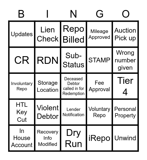 Repo Bingo Card