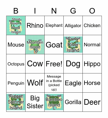 ACNH Villager Hunt designed by ShezPlusCats Bingo Card