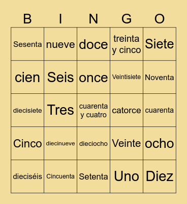 1-100 Bingo Card