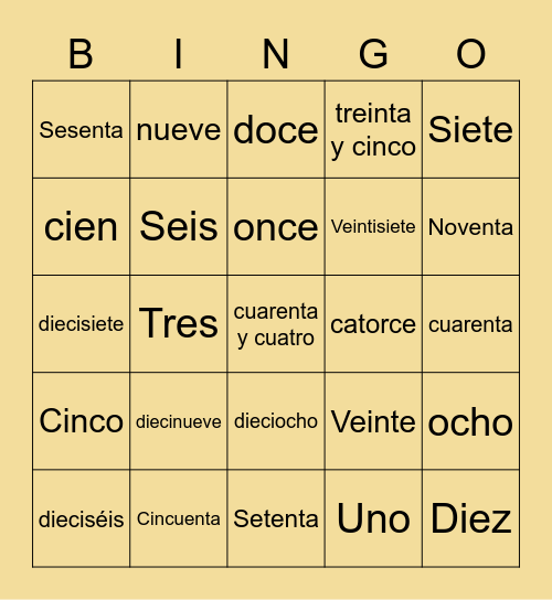 1-100 Bingo Card