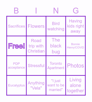 the bach Bingo Card