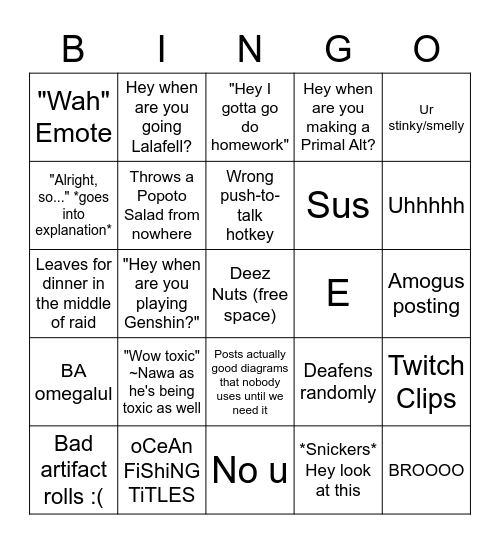 Nawa bingo Card