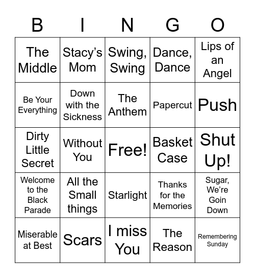 EMO 2 Bingo Card