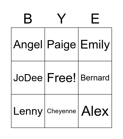 Who's Leaving? Bingo Card