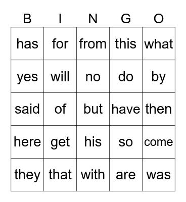 Sight Words - List 2 Bingo Card