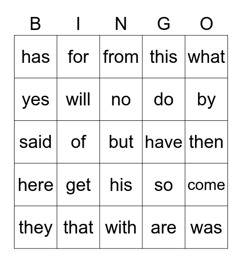 Sight Words - List 2 Bingo Card
