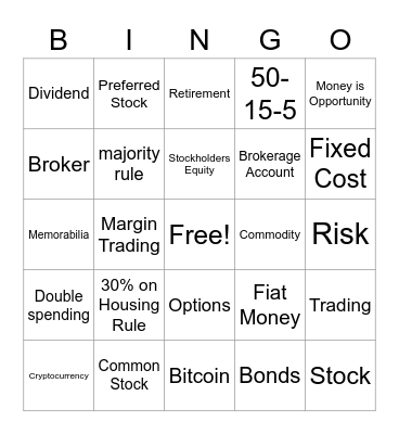 INVESTMENT 101 Bingo Card