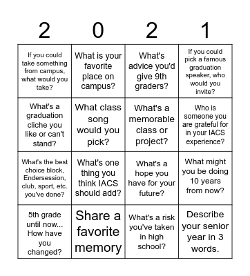 Graduating BINGO Card