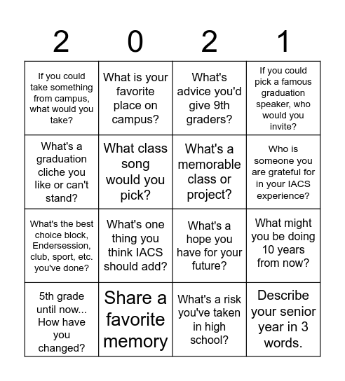 Graduating BINGO Card