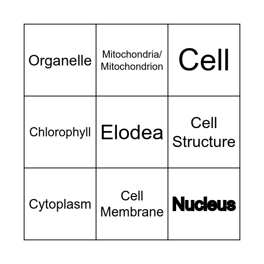 CELLS BINGO Card