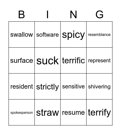 核心單字51-54 Bingo Card