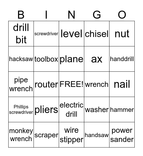 National Worship of Tools Day Bingo Card