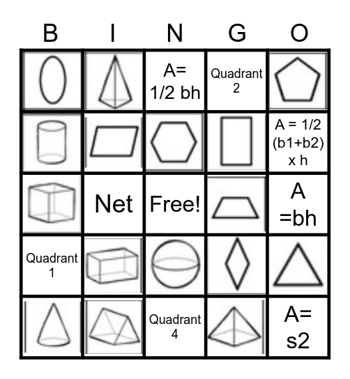 Shapes (2d and 3d) Bingo Card