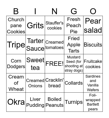 Nana is 100 Food Bingo! Bingo Card