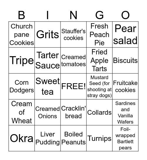 Nana is 100 Food Bingo! Bingo Card