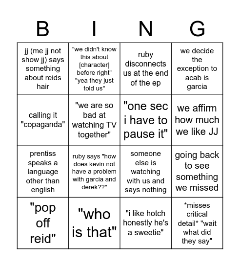 cm w/ jj and ruby bingo Card