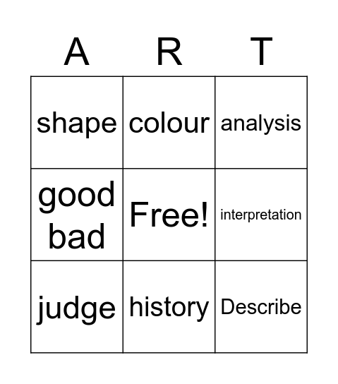 Art Review Bingo Card