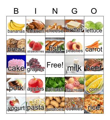 Food Bingo Card