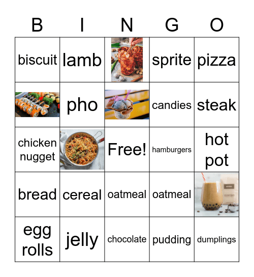 Food Bingo Card