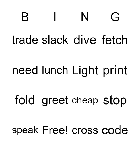 Short and long vowel words game 1 Bingo Card