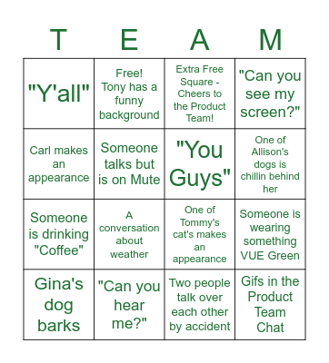 Product Day Bingo Card