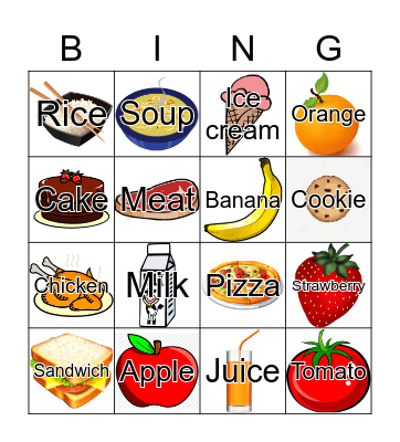 FOOD Bingo Card