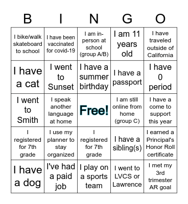 FUN FRIDAY Bingo Card