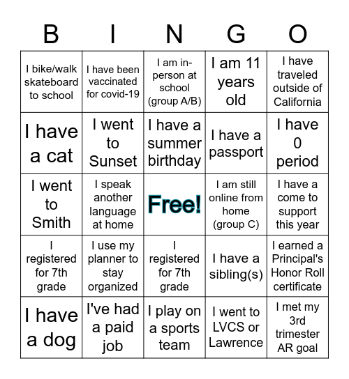 FUN FRIDAY Bingo Card