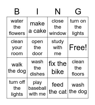 Can you please...? Why don't you ask...? Bingo Card