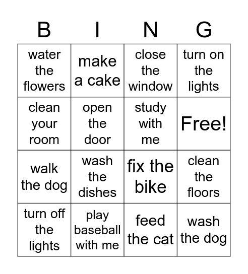 Can you please...? Why don't you ask...? Bingo Card