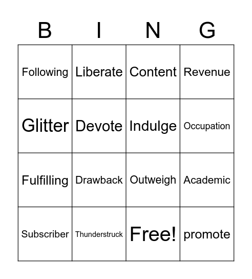 Lesson 8 Voc Bingo Card
