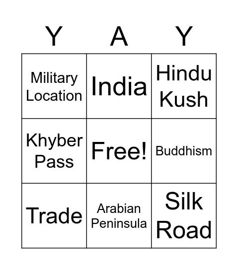 Khyber Pass Bingo! Bingo Card